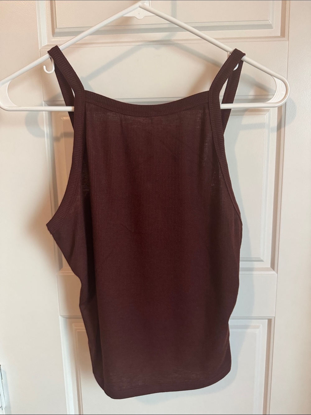 Dress Forum Ribbed Square-Neck Tank in Wine